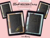 50 Black Moleskin Digital Planner Covers and Gold Stickers