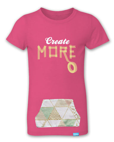 Create More - Raspberry - Girl's T-Shirt with Pocket