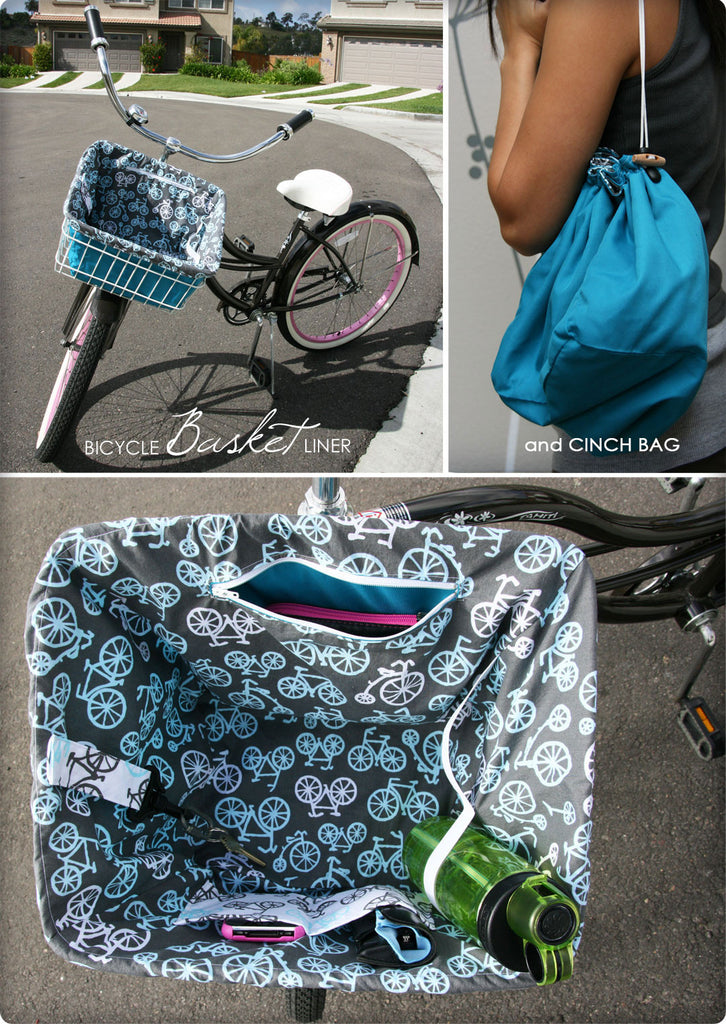 DIY Bicycle Basket Liner and Cinch Bag