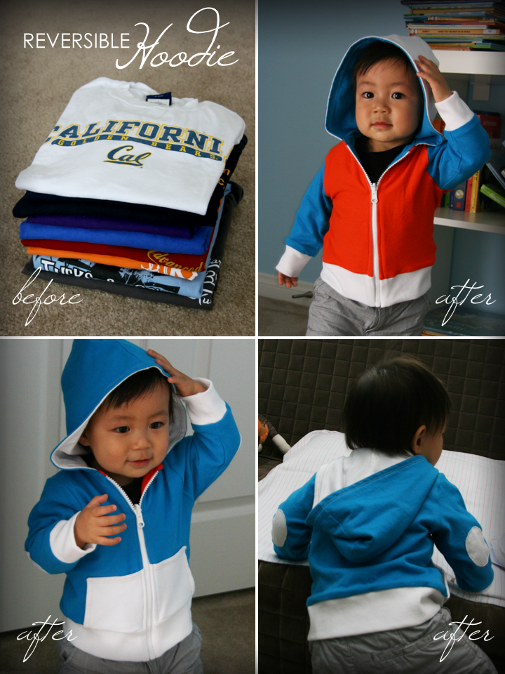 DIY Tutorial - Kids' Reversible Hoodie Made From Old T-Shirts