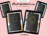50 Black Moleskin Digital Planner Covers and Gold Stickers