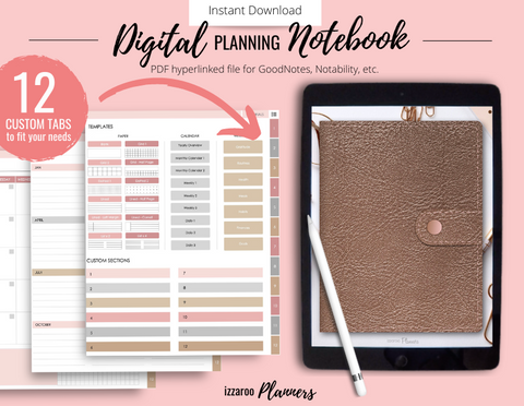 Amari Digital Notebook with 12 Sections (UNDATED - Pink Version)